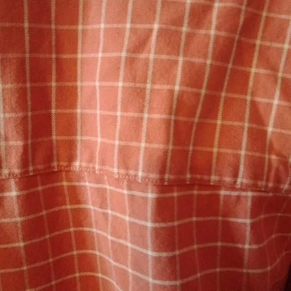 L.L. Bean Men’s Fun Orange Check Short Sleeve Button-Down Shirt Sz XL - Picture 8 of 9